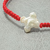 Украшения handmade. Livemaster - original item Red thread bracelet with white pearl Cross. Handmade.