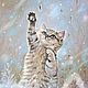 Картина с котом Теплая снежинка в детскую подарок Новый год, Картины, Самара,  Фото №1