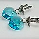 Swarovski серьги Аквамариновое сердце 18 mm. Серьги классические. TLN North. Интернет-магазин Ярмарка Мастеров.  Фото №2