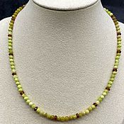 Работы для детей, handmade. Livemaster - original item Beads for women made of natural stones Madagascar green opal garnet. Handmade.