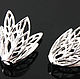 Шапочки для бусин "АЖУРНЫЕ БУТОНЫ" Matt White Gold plated, Фурнитура, Москва,  Фото №1