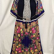 Платье большое из платков в Павлопосадском стиле "Пререзвон"