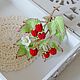  Веточка сладкой малины. Брошь-булавка. Knitted flowers. Ярмарка Мастеров.  Фото №5