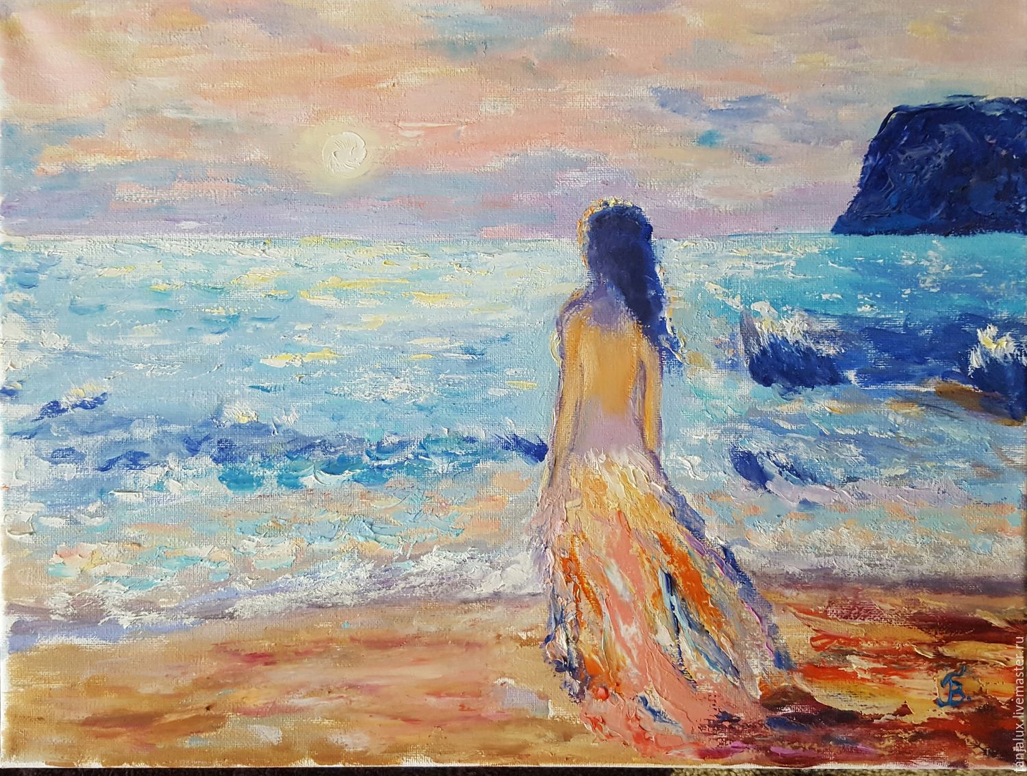 Девушка и море – купить на Ярмарке Мастеров – BU0CVRU | Картины, Рига