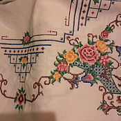 Для дома и интерьера handmade. Livemaster - original item Tablecloth HAND cross-STITCH, linen.Vintage CHINA 1950gg, 228-166cm.. Handmade.