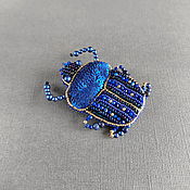 Украшения handmade. Livemaster - original item Scarab brooch with lapis lazuli, blue brooch pendant beetle beads. Handmade.