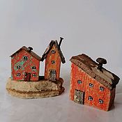 Для дома и интерьера handmade. Livemaster - original item Miniature autumn houses, Christmas tree toys, driftwood. Handmade.