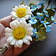Заказать Брошь-букет, бутоньерка "Ромашки и незабудки". Beadsgemsflowers - Украшения для Вас. Ярмарка Мастеров. . Брошь-булавка Фото №3