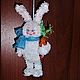 Новогодняя игрушка Зайчик. Елочные игрушки. Домовой Уют. Ярмарка Мастеров.  Фото №6