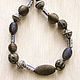 Beads 'Denim' clay, Kukui nuts, glass and wood, Necklace, Moscow,  Фото №1