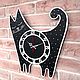 Настенные часы Черный кот часы для дома. Часы классические. Irina Christmas Decor. Ярмарка Мастеров.  Фото №4