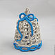 Bell `Knitted lace`. Woven ceramics Elena Zaichenko
