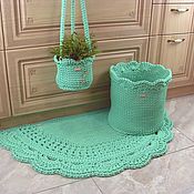 Для дома и интерьера handmade. Livemaster - original item Carpets for the home: a half-knitted rug made of cord. Handmade.