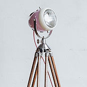 Для дома и интерьера handmade. Livemaster - original item Loft-style floor lamp made of pink motorcycle headlights. Handmade.