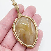 Украшения handmade. Livemaster - original item Carnelian pendant beige large natural stone on a cord. Handmade.