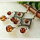 Amber. Earrings 'Outfit polka dot' amber silver, Earrings, Moscow,  Фото №1
