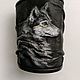Order Men's leather bracelet with the painting 'Wolf'. newandw. Livemaster. . Cuff bracelet Фото №3