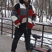Мужская одежда handmade. Livemaster - original item Jackets: Knitted jacket with fur Goblin-sport jacket, a gift for a man. Handmade.
