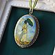   ' Lady with umbrella ' Claude Monet, painting on mother of pearl, Pendant, Ufa,  Фото №1