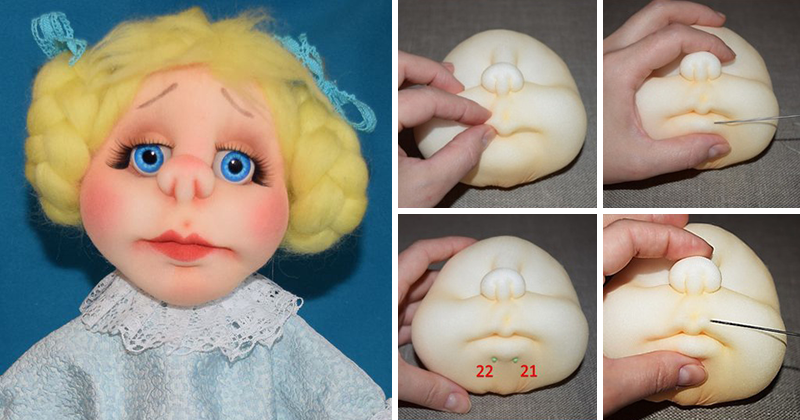 Сделать лицо куклы из колготок пошаговое