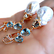 PEARL BLUE Жемчужное ожерелье (БраслетСерьги)