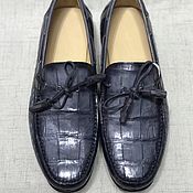 Обувь ручной работы handmade. Livemaster - original item Crocodile leather loafers, in dark blue.. Handmade.
