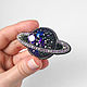 The planet Saturn brooch purple, brooch of beads. Brooches. Zveva. Online shopping on My Livemaster.  Фото №2