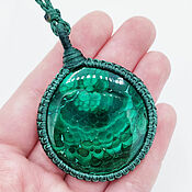 Украшения handmade. Livemaster - original item Pendant pendant malachite green natural stone large round. Handmade.