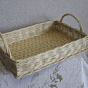 Для дома и интерьера handmade. Livemaster - original item Rectangular braided tray with hinged handles. Handmade.