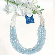 Украшения handmade. Livemaster - original item Necklace with aquamarine and natural pearls. Handmade.