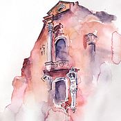 Картины и панно handmade. Livemaster - original item Petersburg watercolor (pink gray-violet painting city). Handmade.