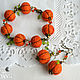 Bracelet of thread, 'Pumpkins'. Bead bracelet. Cotton_jewelry by Olga Shestova. Online shopping on My Livemaster.  Фото №2