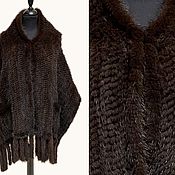 Пальто из вязаной норки «Elena black»