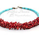 Choker Coral turquoise short bead necklace with coral and turquoise, coral. Chokers. Ritasdreams (ritasdreams). My Livemaster. Фото №4