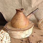 Глиняный кувшин с фактурным орнаментом Виноградная лоза. Эко-кувшин