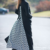 Одежда handmade. Livemaster - original item Long dress, black and white cotton dress-DR0149PM. Handmade.