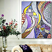 Картины и панно handmade. Livemaster - original item Purple lilac silver interior painting abstraction. Handmade.