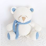 Куклы и игрушки handmade. Livemaster - original item Polar bear with a blue scarf. Handmade.
