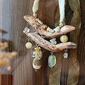 Украшения handmade. Livemaster - original item Pendant made of wood and green stones 