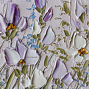 Картины и панно handmade. Livemaster - original item Purple and white tulips Texture oil painting with flowers. Handmade.