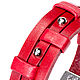 Red leather bracelet with three studs. Bead bracelet. V&V Leather Studio. Online shopping on My Livemaster.  Фото №2