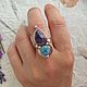 Кольцо с ларимаром и чароитом. Кольца. Karma-jewelry. Ярмарка Мастеров.  Фото №4