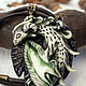 Green Dragon necklace made of polymer clay. Necklace. MathomsCrafts (vsyakovina). Online shopping on My Livemaster.  Фото №2