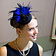Cocktail hat Blue feather, Hats1, Moscow,  Фото №1