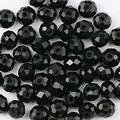 Материалы для творчества handmade. Livemaster - original item Glass beads rondel 6*8 mm, faceted black beads with a cut. Handmade.
