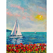 Картины и панно handmade. Livemaster - original item Painting Sailboat Canvas 18 x 24 Seascape Oil Sea Crimea. Handmade.