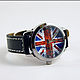 Часы. Наручные Часы. Оригинальные Дизайнерские Часы с Флагом Великобритании. Студия Дизайнерских Часов DIA