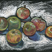 Картины и панно handmade. Livemaster - original item Pictures: Still life with apples. Oil pastels. Handmade.