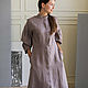 Linen dress with a stand-up collar in dark beige color. Dresses. molinialife. Online shopping on My Livemaster.  Фото №2