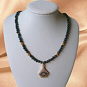 Украшения handmade. Livemaster - original item Sapphire beads choker made of natural sapphire with a pendant protection from the evil eye. Handmade.